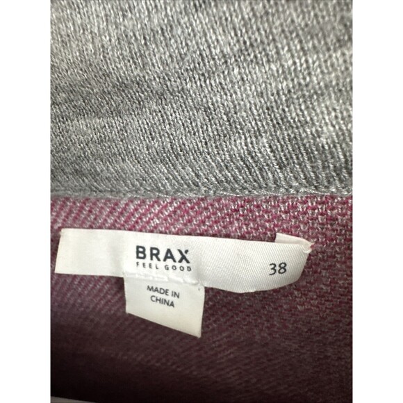Brax Women's Sweater Pullover Lee 38 Gray Checkered Light Round Neck Wool Blend - Picture 4 of 8